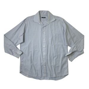 Vintage Burberry Shirt Mens L Large Bluebell Cotton Check Long Sleeve Made USA